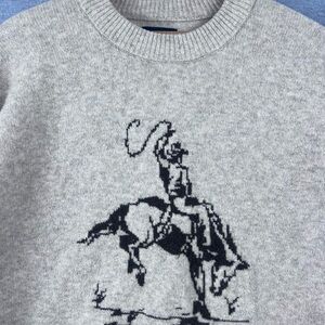 Abercrombie & Fitch Oversized Cowboy Graphic Crew Neck Sweater S Western unisex